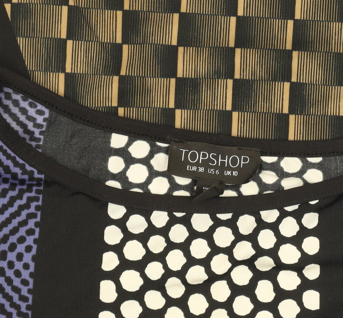 Topshop Women's Multicoloured Bodycon Jersey Dress UK 10 Long Sleeve