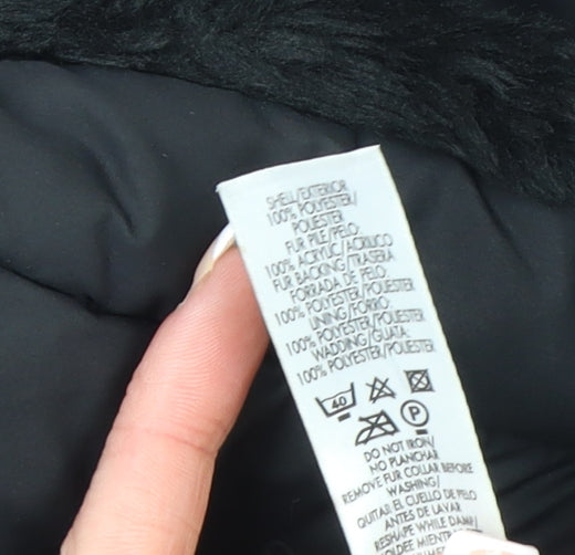 Dunnes Womens Black Faux Fur Trim Puffer Jacket Size 16