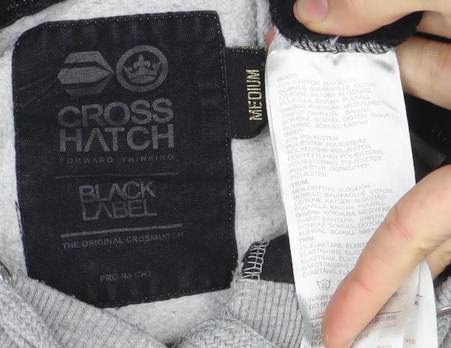 Crosshatch Men's Grey Black Pullover Hoodie Medium Bronx 63 Graphic