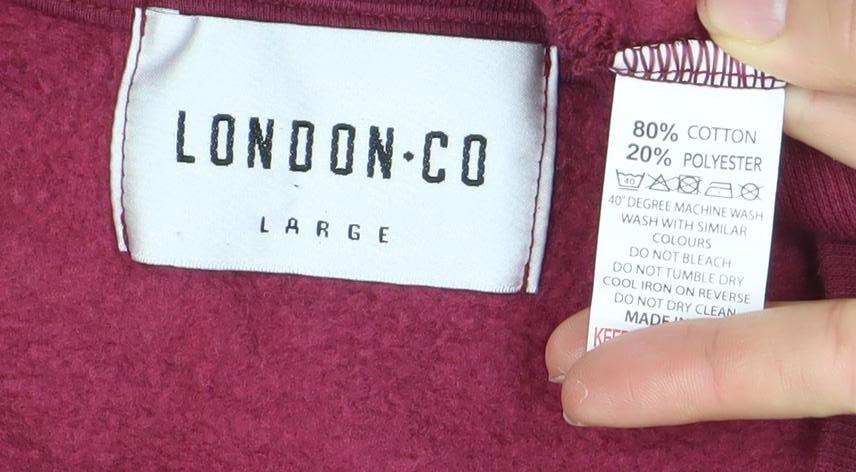 LONDON CO Mens Red Crew Neck Sweatshirt Size L Christmas Graphic Pullover