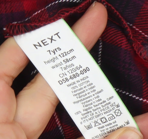 Next Boys Red Check Flannel Long Sleeve Nightshirt 7 Years