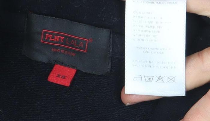 PLNY LALA Womens Black XS Pullover Sweatshirt with Quote Print