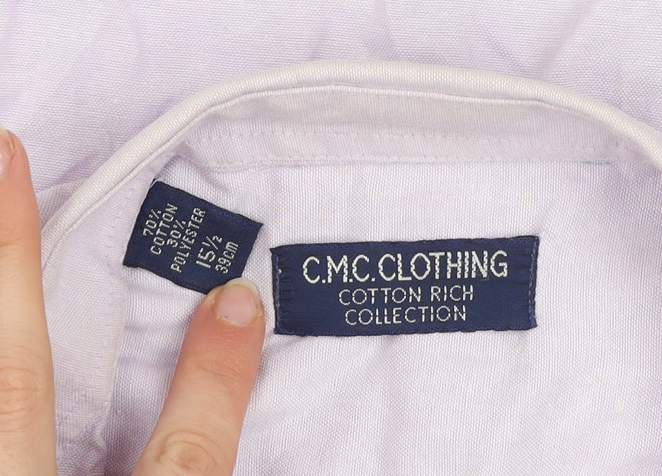 C.M.C. Clothing Men’s Purple Cotton Button-Up Shirt 15.5 Regular Fit
