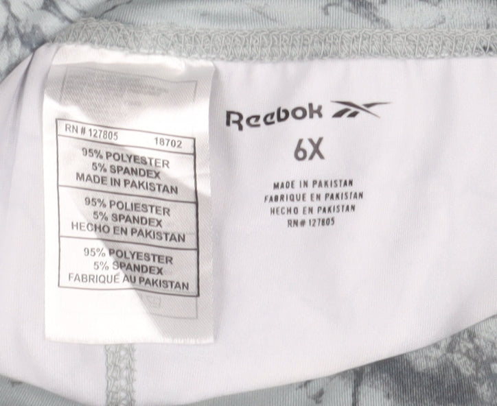 Reebok Girls Grey Marble Print Ankle Leggings Size 6 Years Activewear