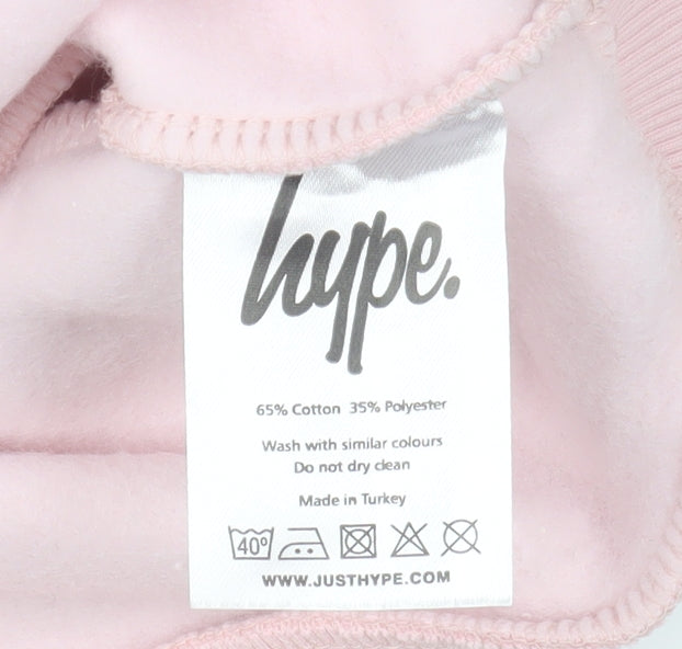 Hype Girls Pink Pullover Hoodie 7-8 Years Cotton Blend Graphic Logo