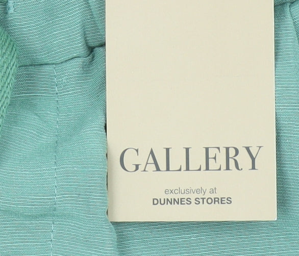 Gallery Women’s Green Tapered Lyocell Linen Drawstring Trousers Size M
