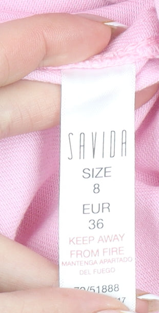 Savida Women’s Pink Cargo Jeans Size 8 Regular Fit Cotton