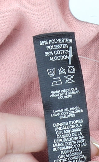 Dunnes Women Pink Pullover Hoodie Medium Cotton Blend Casual