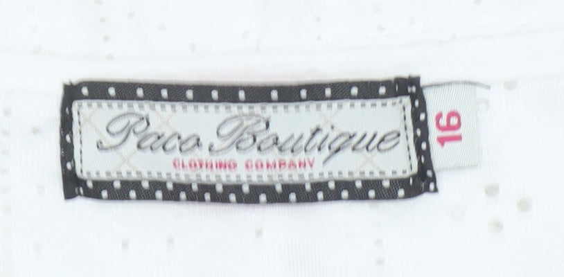 Paco Boutique Womens White Size 16 Tunic Blouse Flutter Sleeve