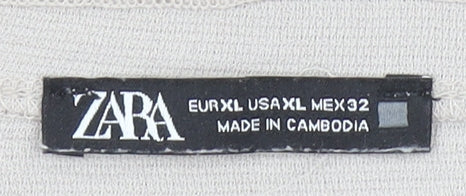 Zara Womens Beige Basic Long Sleeve Cotton T-Shirt XL