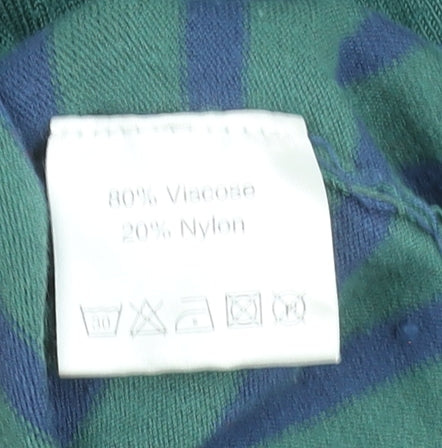 PACO Collection Women's Green Striped Roll Neck Jumper Size S