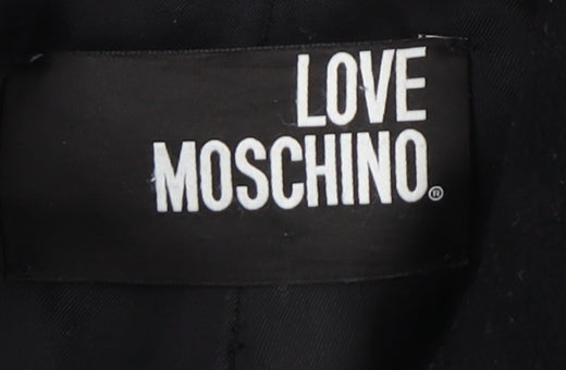 Love Moschino Womens Black Wool Cashmere Mid-Length Coat