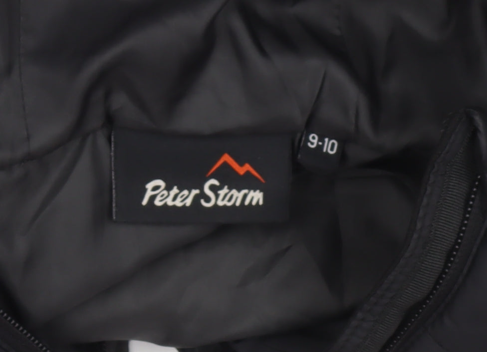 Peter Storm Boys Black 9-10 Years Hooded Puffer Jacket Lightweight Warm