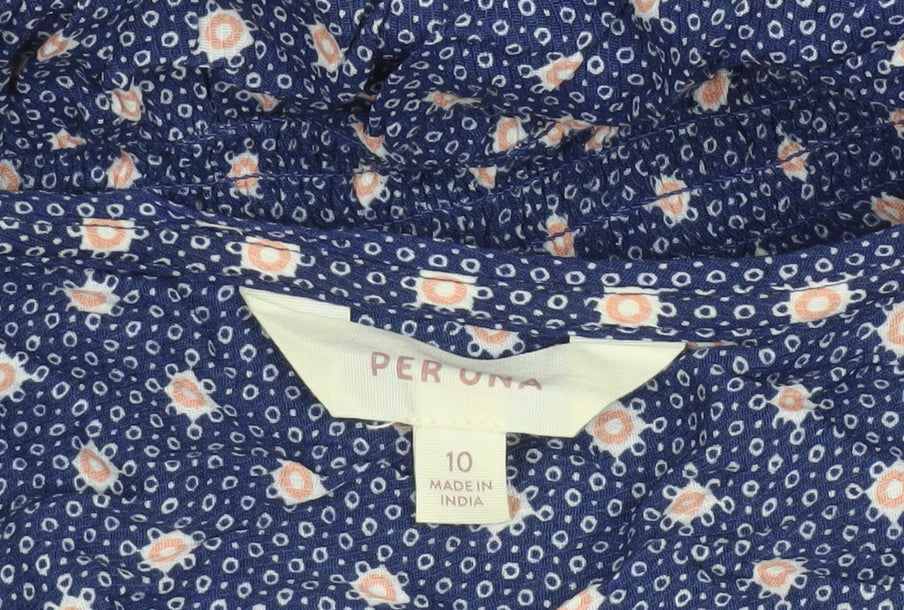 Marks & Spencer Per Una Blue Floral Fit & Flare Dress Women Size 10