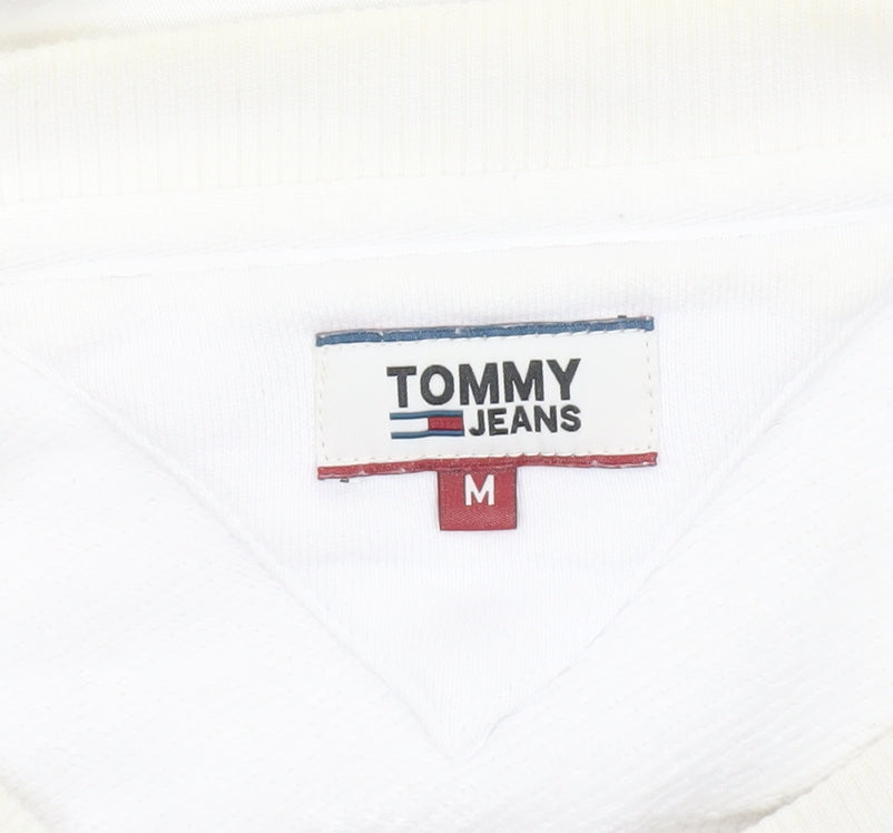 Tommy Jeans Women's White Cotton Crew Neck Pullover Sweatshirt M