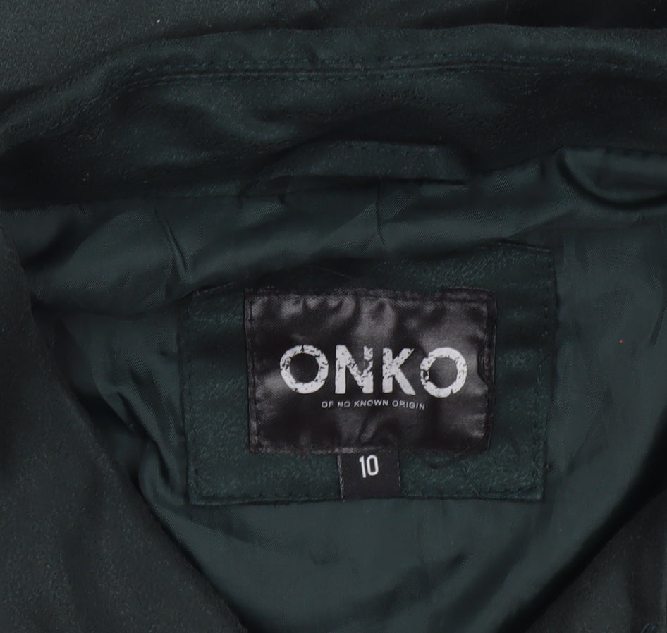 ONKO Women Black Size 10 Biker Jacket with Belted Zip Design