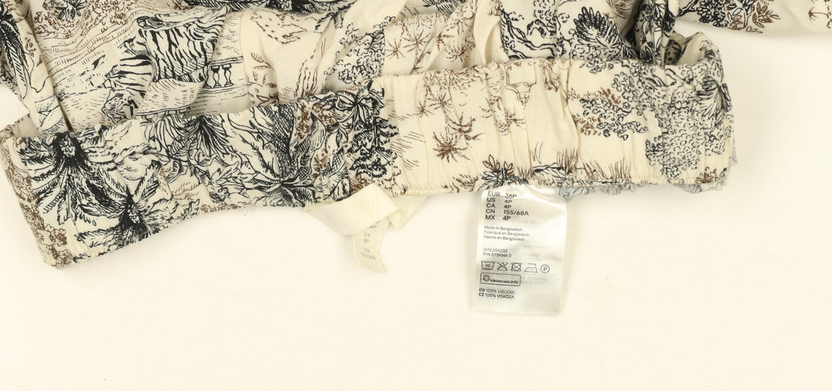 C&A Women Beige Animal Print High Rise Paperbag Shorts Size 8 Viscose