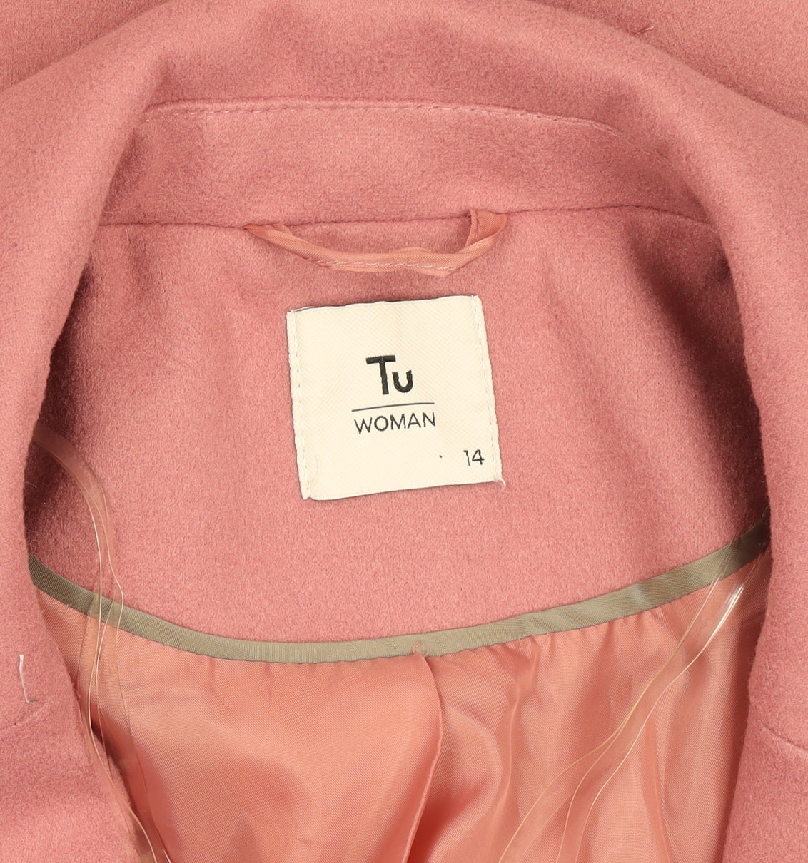 Tu Women Pink Long Sleeve Mid-Length Button Overcoat Size 14