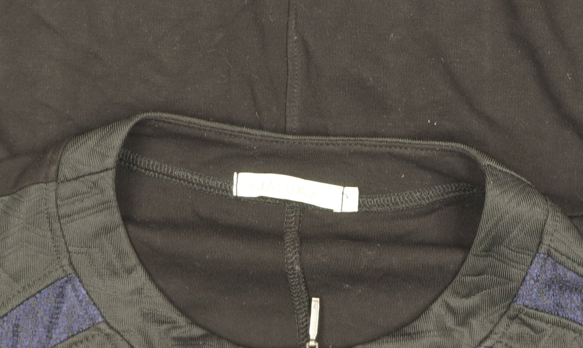 Maloka Womens Black Blue Full Zip Slim Fit Jacket Size M
