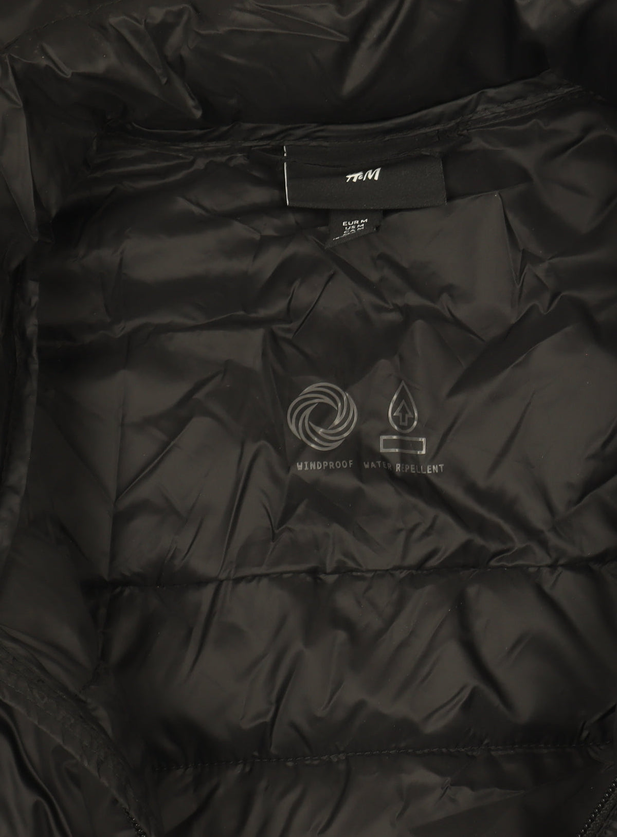 H&M Women Black Puffer Waistcoat Size 12 Windproof Water Resistant