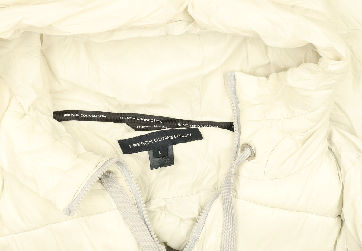 French Connection Womens Ivory Puffer Jacket Hooded Size L