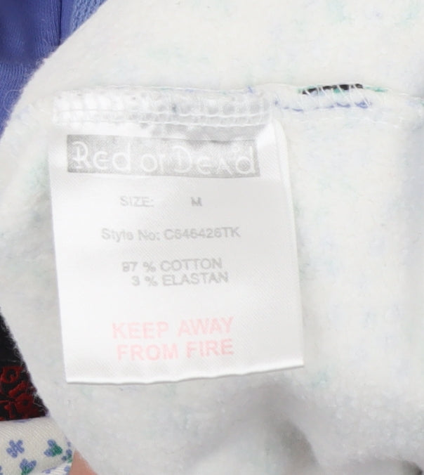 Red or Dead Women's Blue Floral Pullover Hoodie Medium