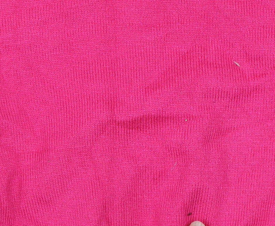 Savida Women's Pink XS Crew Neck Button Back Jumper