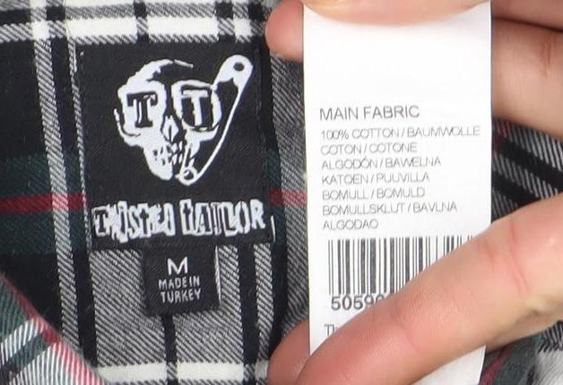 Etnies Limited Men Black Grey Plaid Button-Up Cotton Shirt M