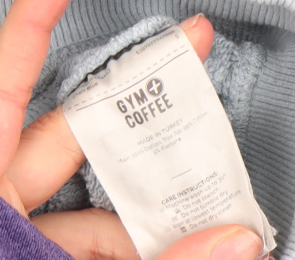 Gym+Coffee Women’s Chalk Blue Full Zip Hoodie Size S Cotton Blend