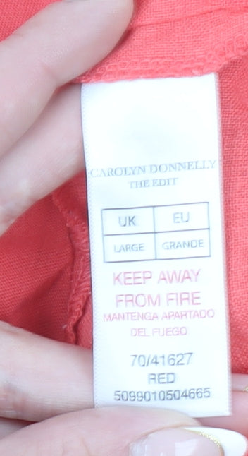 Carolyn Donnelly Women’s Red Linen Cotton V-Neck T-Shirt Size L