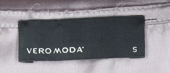 Vero Moda Women’s Grey Short Sleeve Satin Shift Dress Size S