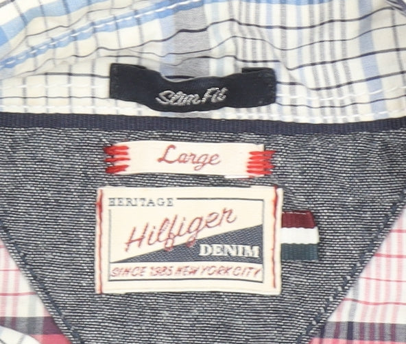Tommy Hilfiger Denim Men's Blue Checked Slim Fit Shirt Size L