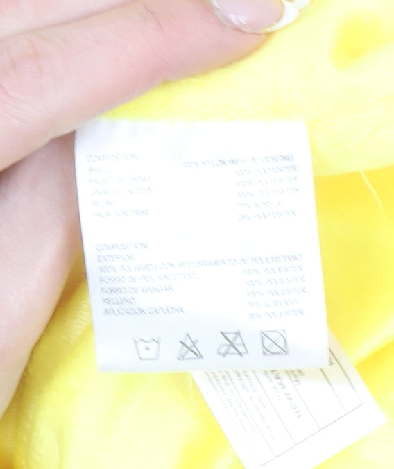 How Dare U Women Yellow Fur Trim Hooded Puffer Jacket Size M Winter Coat