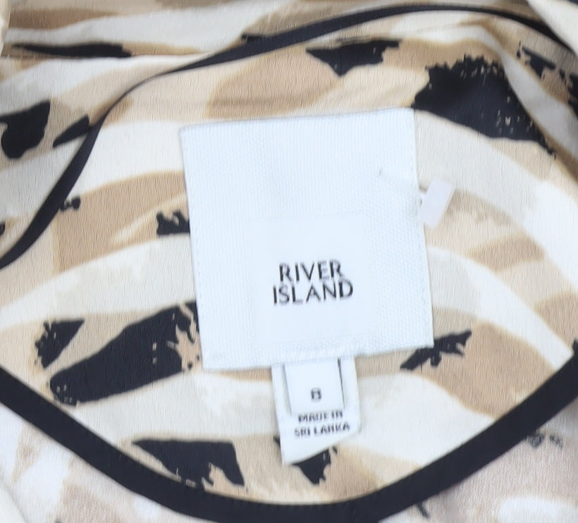 River Island Womens Beige Animal Print Long Trench Coat Size 8