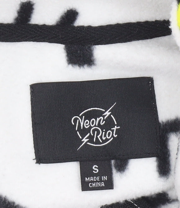 Neon Riot Men's White Graphic Fleece 1/2 Zip Sweatshirt Size S