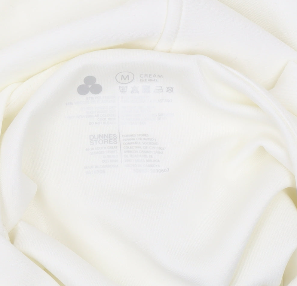 Dunnes Women Cream Pullover Hoodie M Relaxed Fit