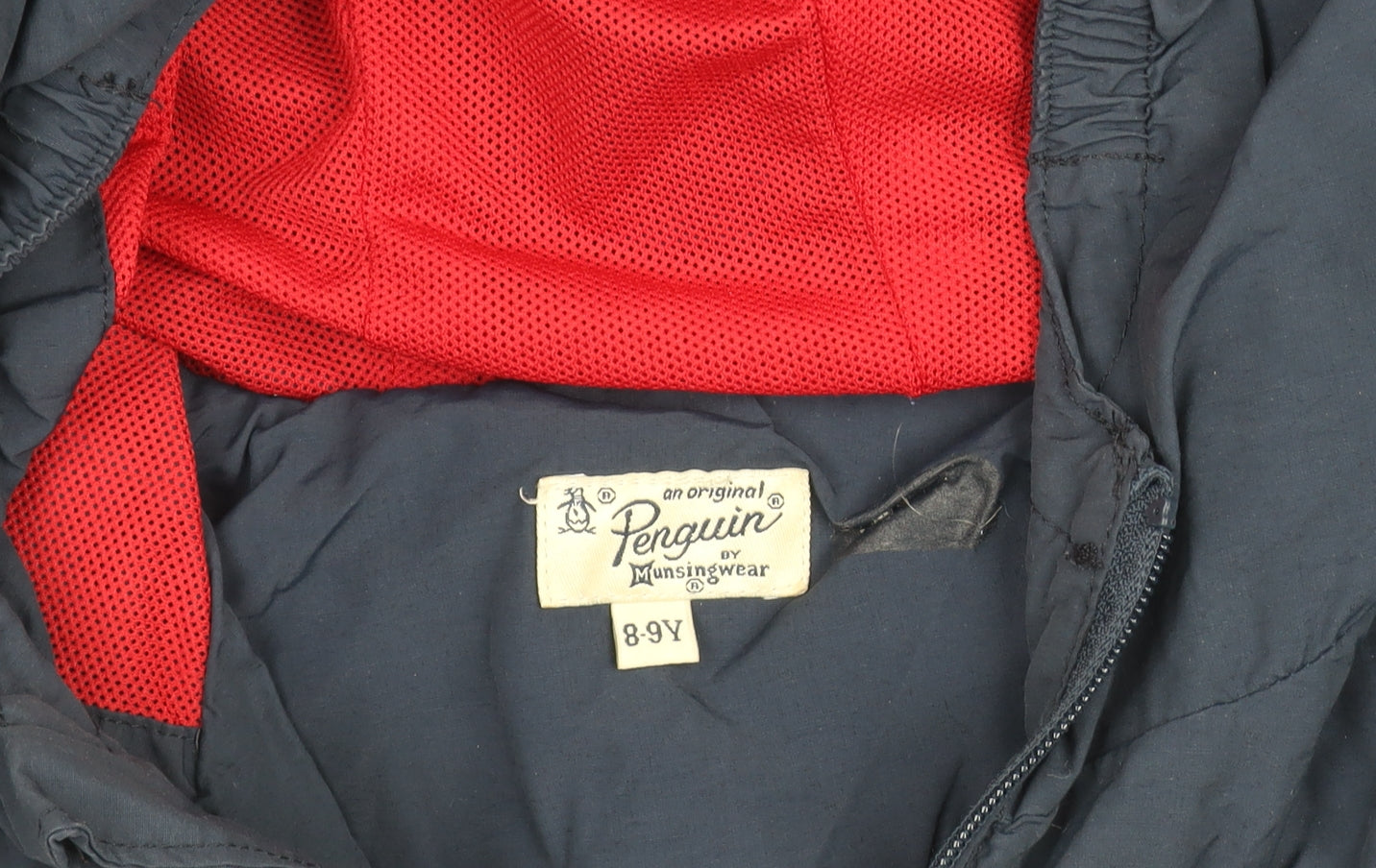 Original Penguin Boys Blue Hooded Windbreaker Jacket 8-9 Years Cotton Nylon