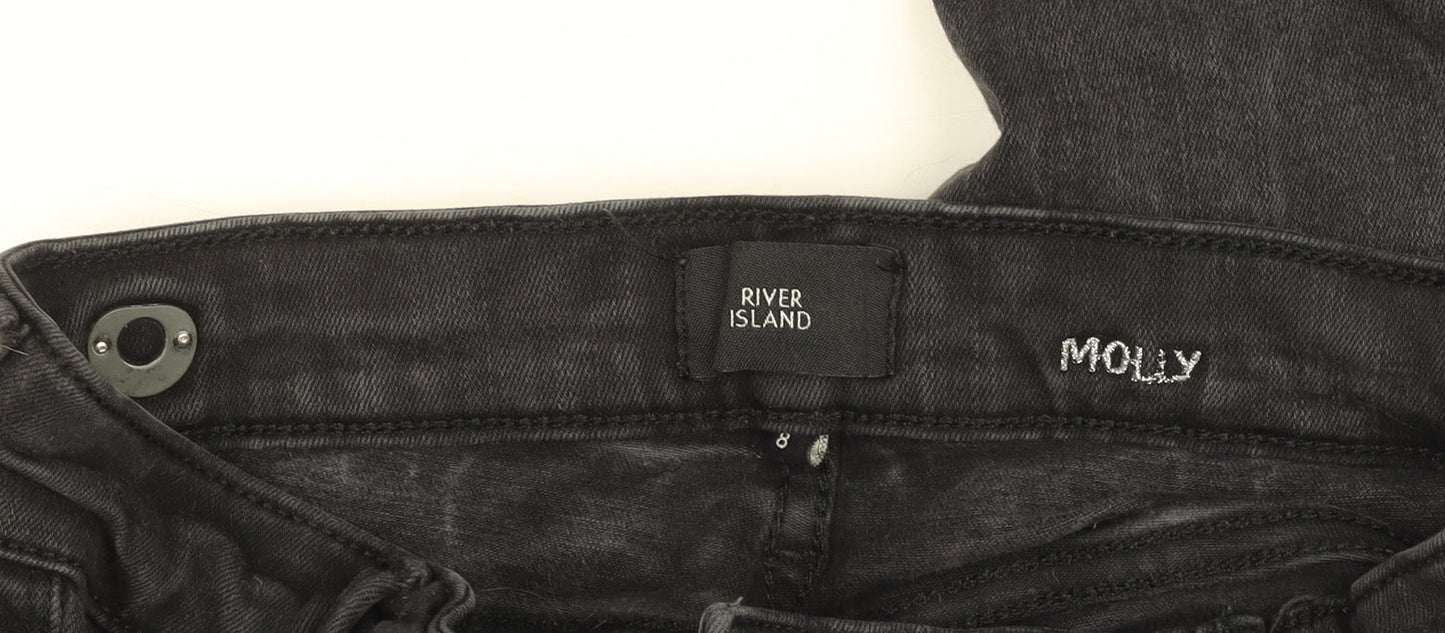 River Island Women’s Black Molly Lace-Up Skinny Jeans Size 8