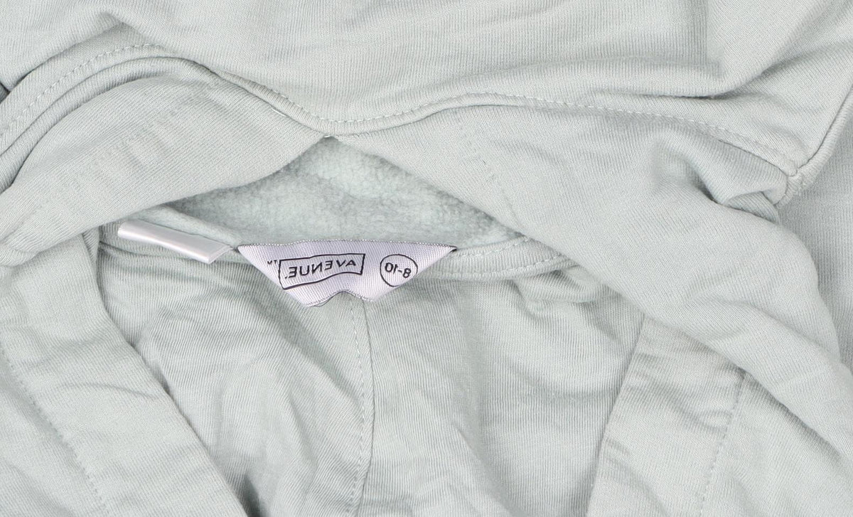 Avenue Women Green Embroidered Floral Pullover Hoodie Size 8-10