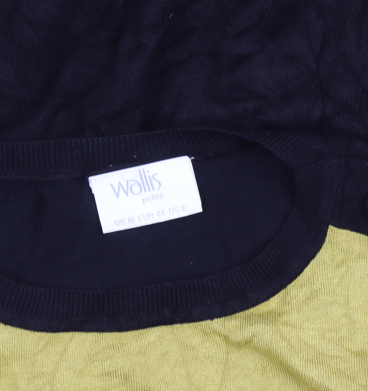Wallis Petites Black Yellow Colourblock Knit Top Size 16