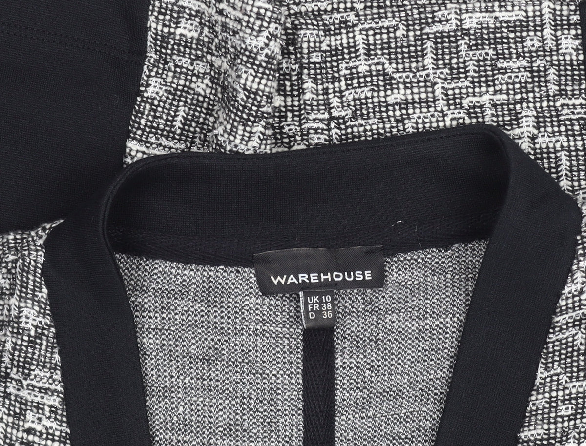 Warehouse Women’s Black Tweed Open Blazer Jacket Size 10