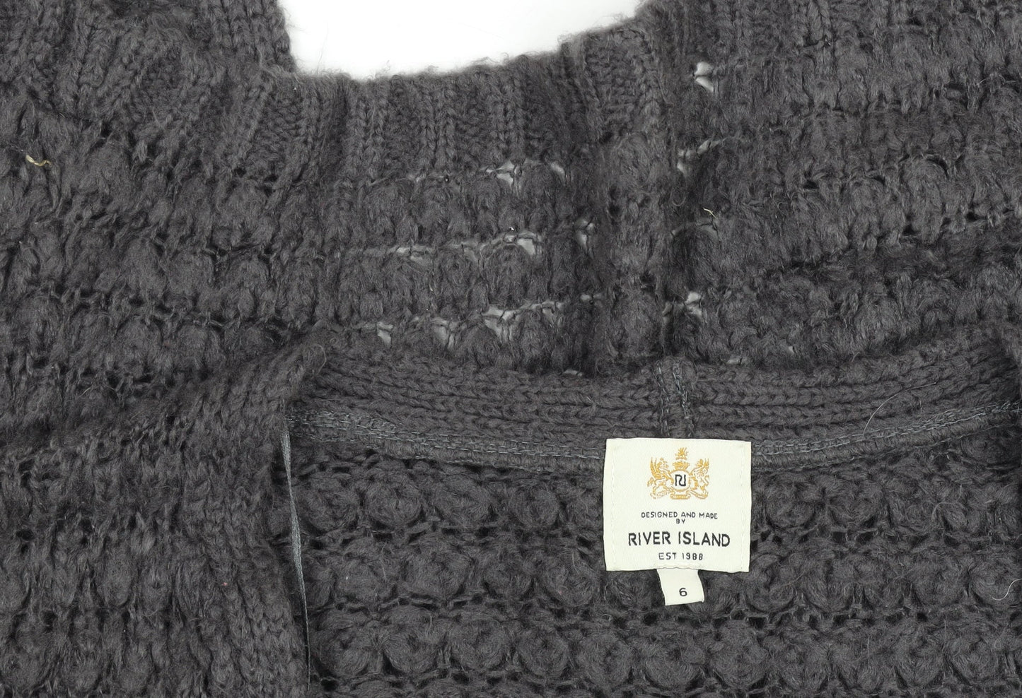 River Island Women's Grey Chunky-Knit Open Cardigan Size 6