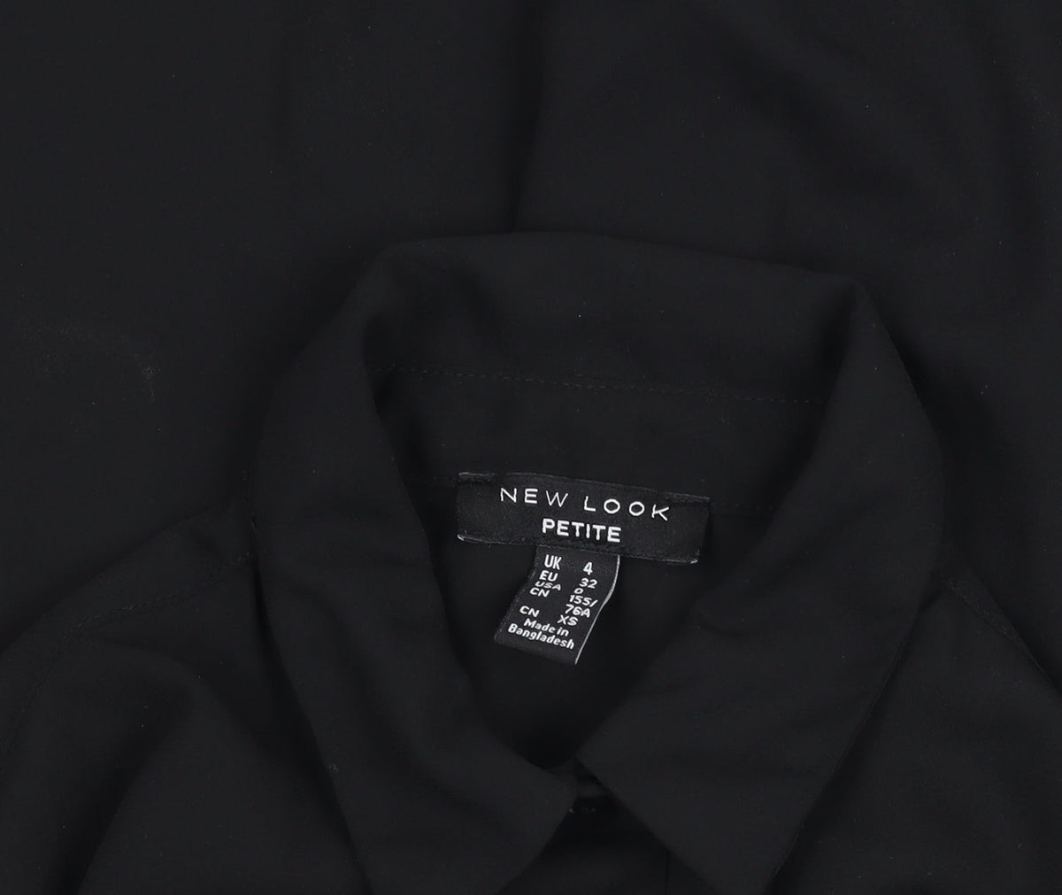 New Look Petite Black Long Sleeve Button-Up Blouse Size 4