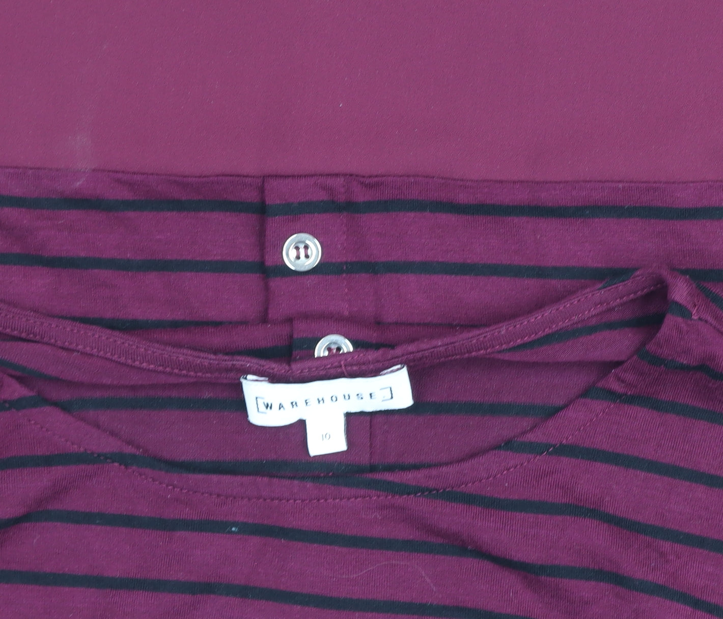 Warehouse Women’s Red Striped Tunic Blouse Size 10 3/4 Sleeve