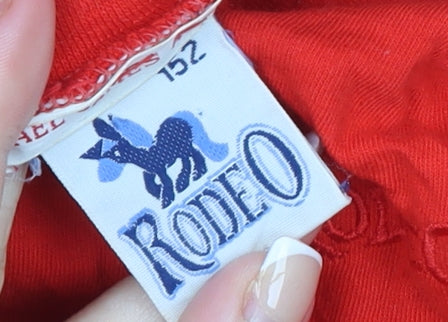 Rodeo Girls Red Roll Neck Long Sleeve Cotton Blend T-Shirt Size 152