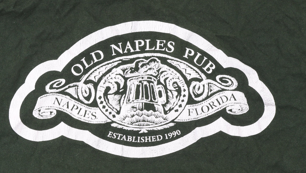 Gildan Men’s Green Old Naples Pub Graphic Cotton T-Shirt L Regular Fit