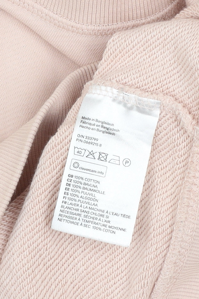 H&M Women Beige Cotton Pullover Sweatshirt L Relaxed Fit