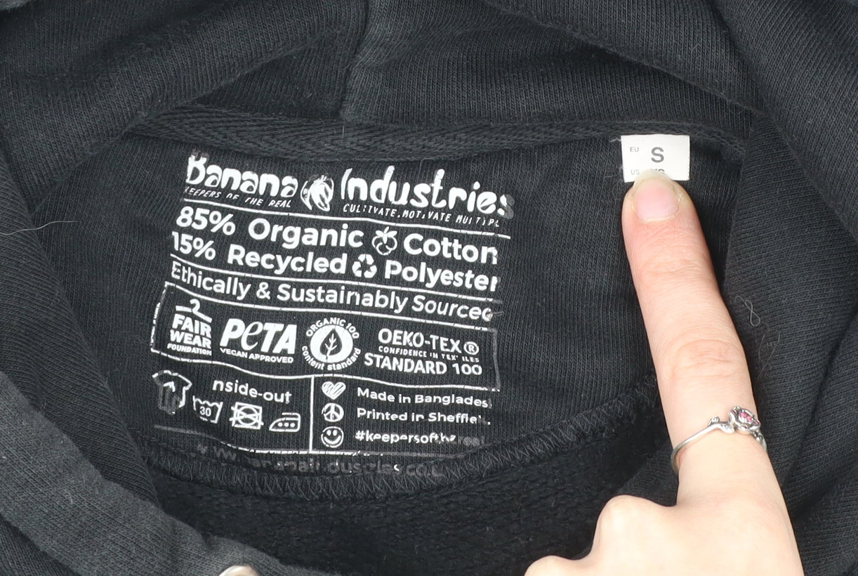 Banana Industries Men’s Black Pullover Hoodie Small Organic Cotton