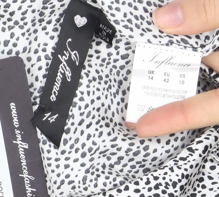 Influence Women’s Black Animal Print Wrap Dress Size 14