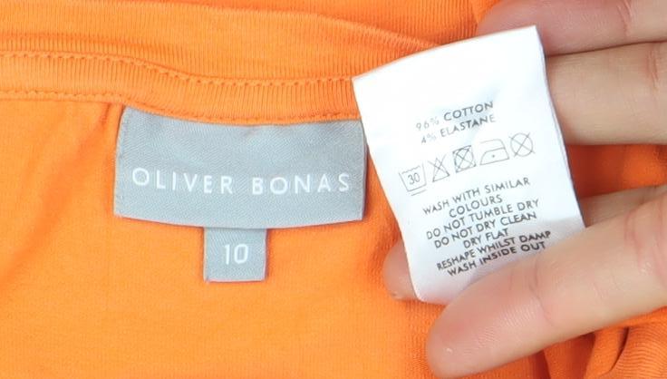 Oliver Bonas Women's Orange Cotton Stretch T-Shirt Dress Size 10